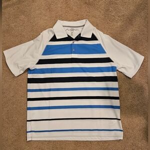 Reebok Golf Striped Polo Shirt in Blue and Black